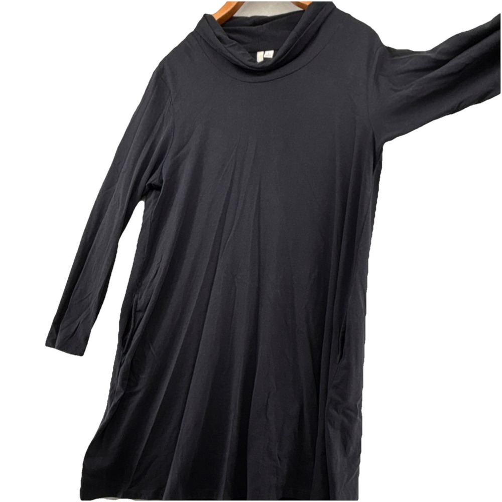 Pure Jill Cowl Neck Tunic Dress‎ L Lagenlook Swing Pima Cotton Tencel Pockets - Picture 2 of 13